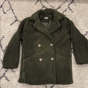 TALULAH Dark Green Teddy Jacket